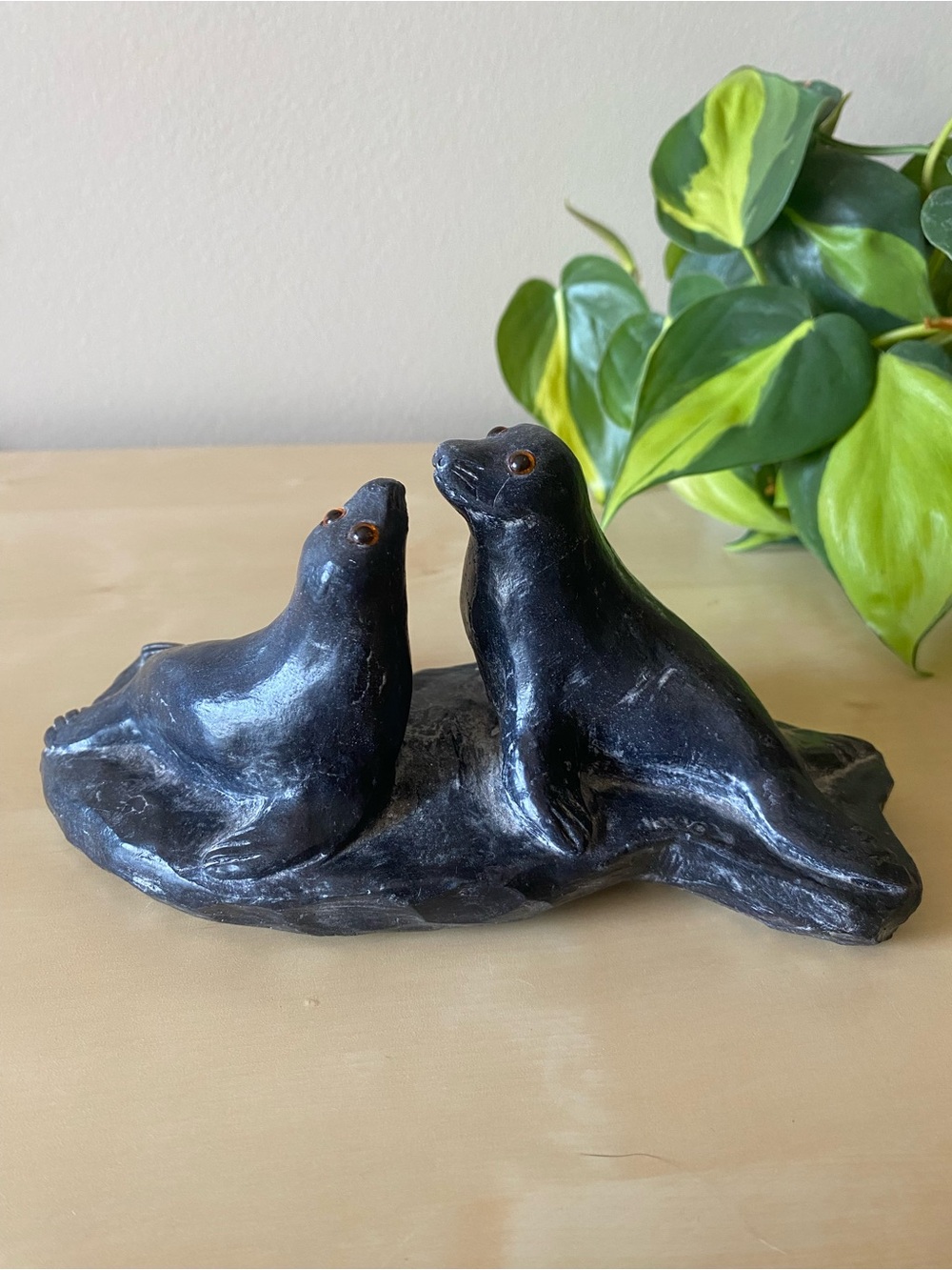 Jolin seal sculpture, Inuit style art handcrafted in Canada